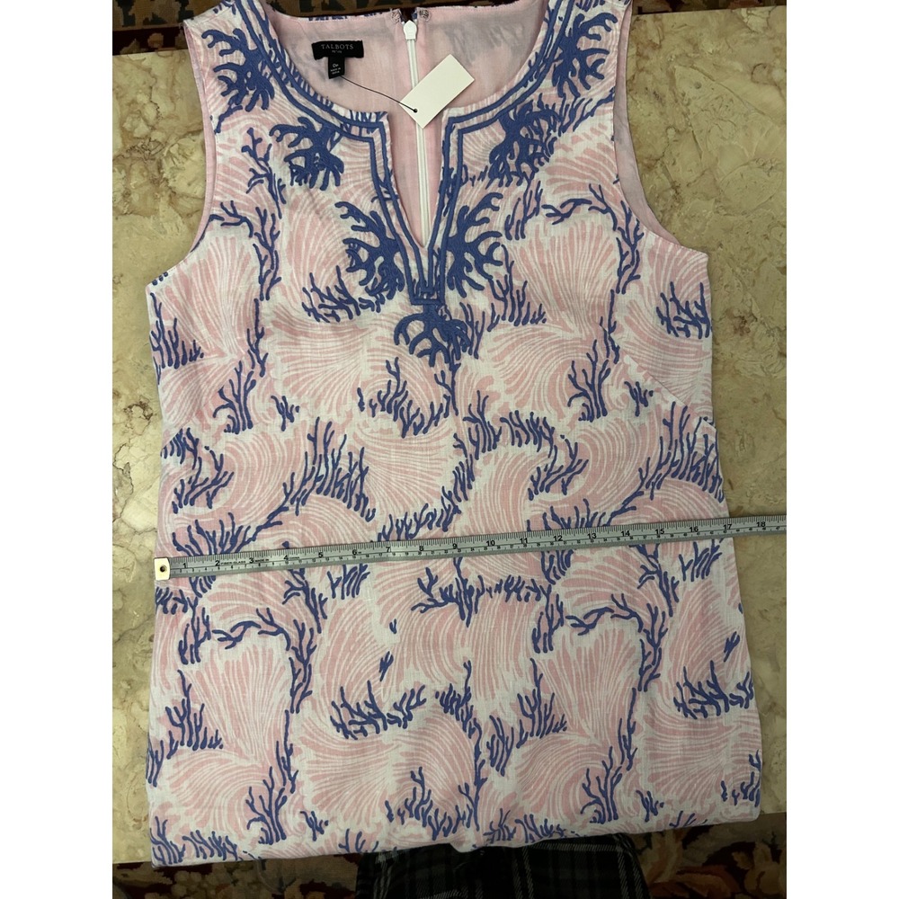 TALBOTS EMBROIDERED LINEN SHIFT DRESS WAVY CORAL Size PETITE 0P Pink NWT - Picture 9 of 13